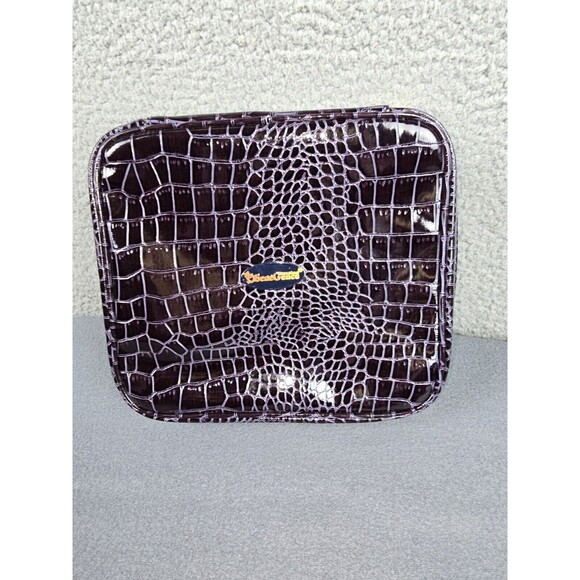 SeneGence Cosmetic Makeup Travel Bag Zipper Case With Mirror Set Faux Crocodile - Picture 2 of 14